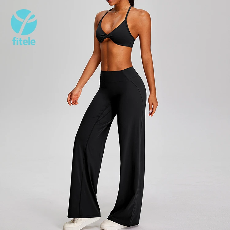 Wholesale Women 2 Piece Yoga Set Seamless Lightweight Nylon Spandex Four Way Stretch Quick Dry Breathable Tight Fit High Waist