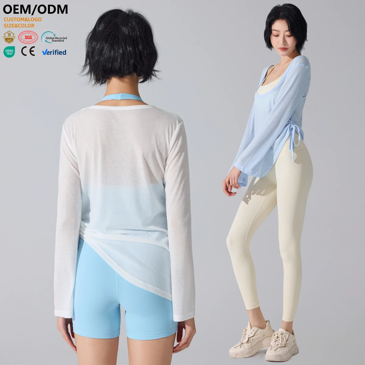 XW-YC473 New Fashionable Breathable Fabric Round Neck Casual Long-sleeve Top Yoga Quick-drying Gym Clothing