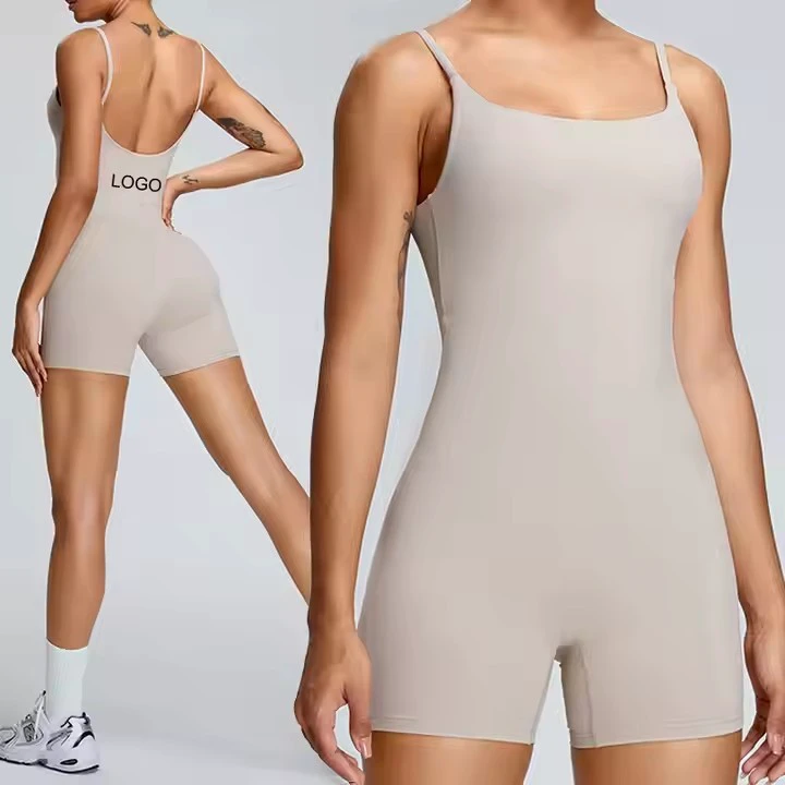 Hip Lifting One-Piece Workout Jumpsuit for Women Yoga Jumpsuit Tight Breathable Shorts Bodysuits Sleeveless Backless