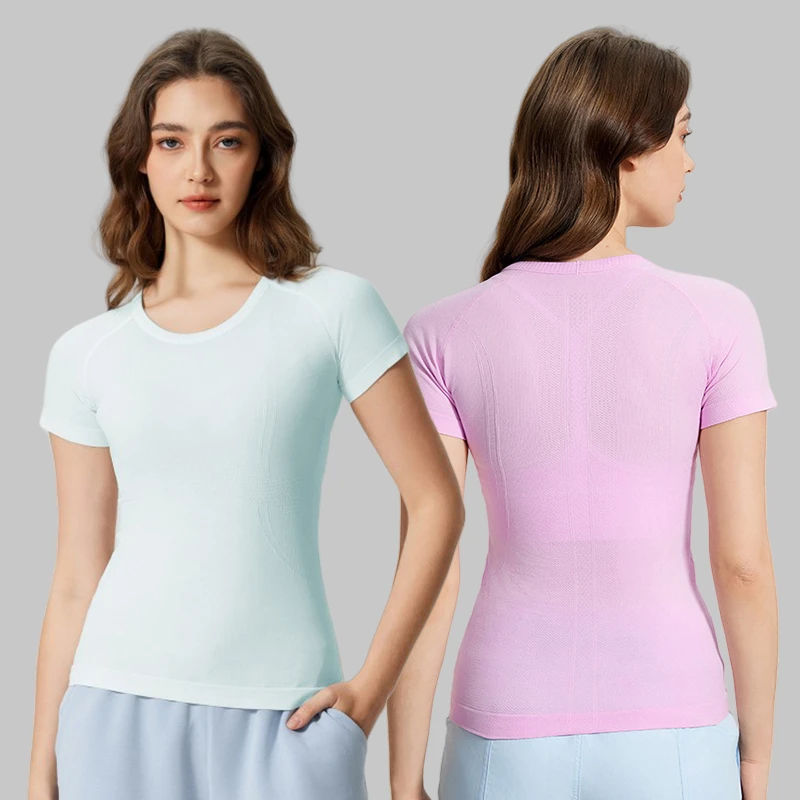Wholesale Custom Logo Soft Slim Short Sleeve Breathable Workout Running Round Neck Gym Fitness Quick Dry Sports Wear