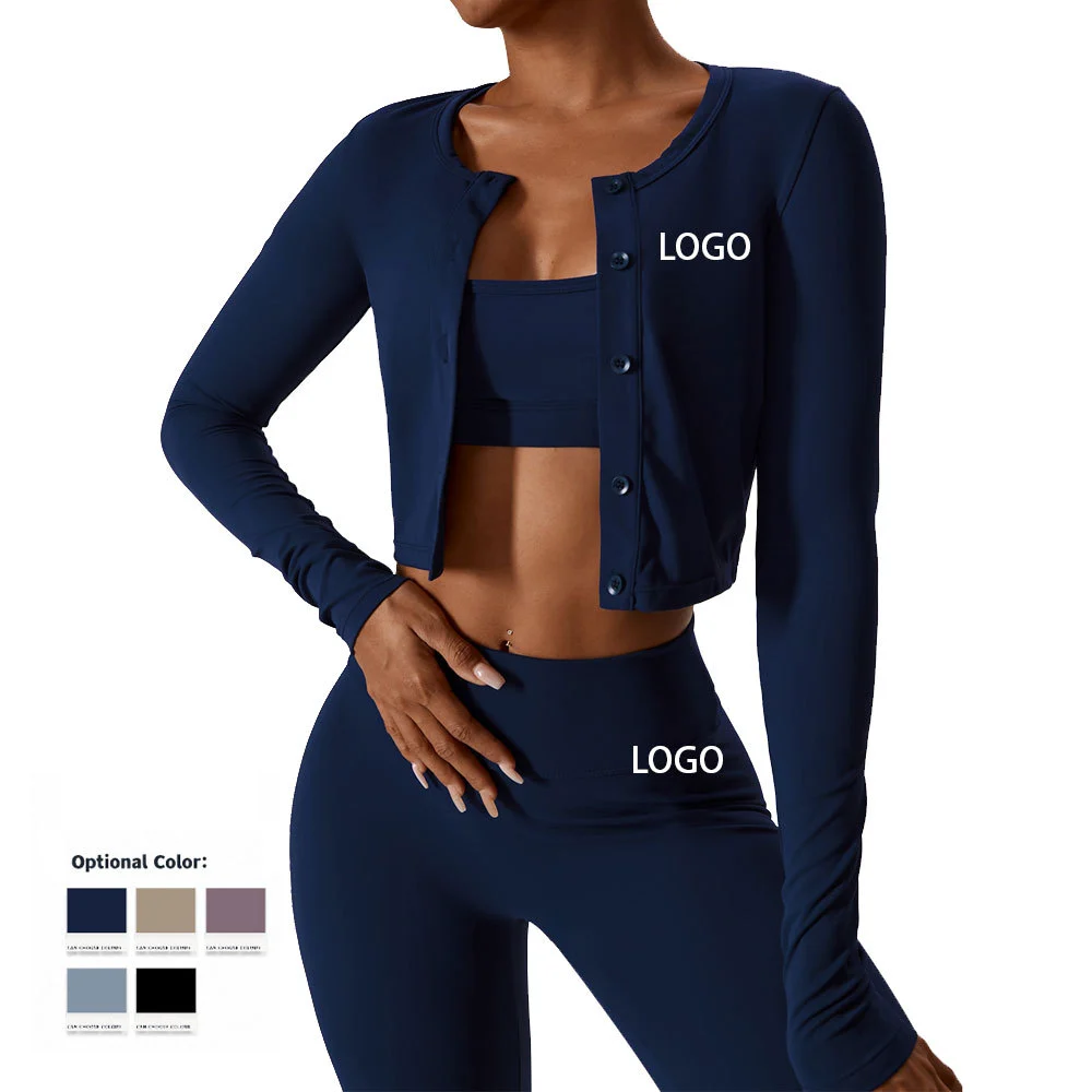 High Quality Wholesale Winter Women Long Sleeve Fitness Apparel Workout Crop Top Yoga Jacket With Custom Logo