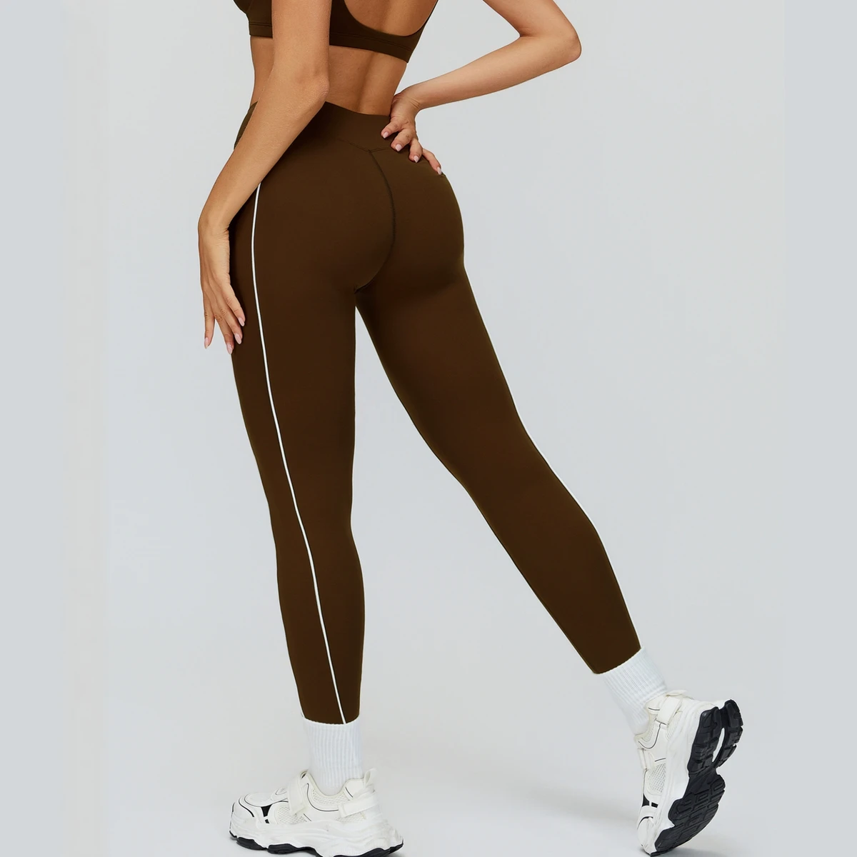 Women's Low Waist Slim Fit Color Blocking Butt Lifting Sports Yoga Leggings Soft Elastic Outdoor Running Gym Leggings