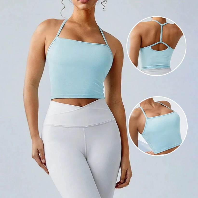 Wholesale Breathable Lightweight Buttery Soft Square Neck Y-line Front Medium Support Sports Bra Pilates Gym Workout Yoga Women