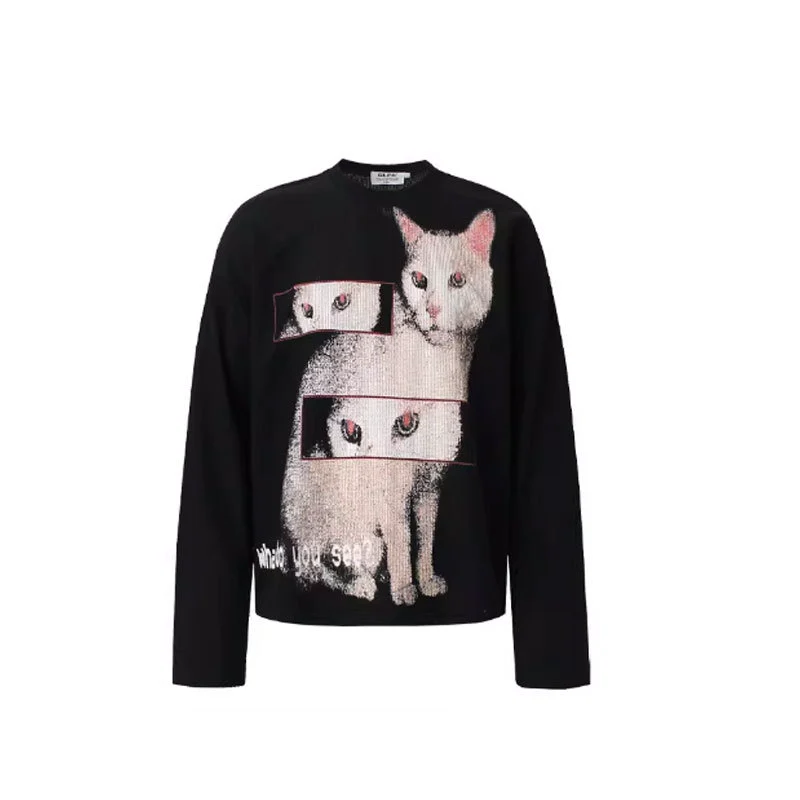 380g Weight, Premium Korean Lazy Style, K-pop Group Cat Dancing Print, Women Loose Long Sleeve Hoodie, Fall Winter Trendy Top