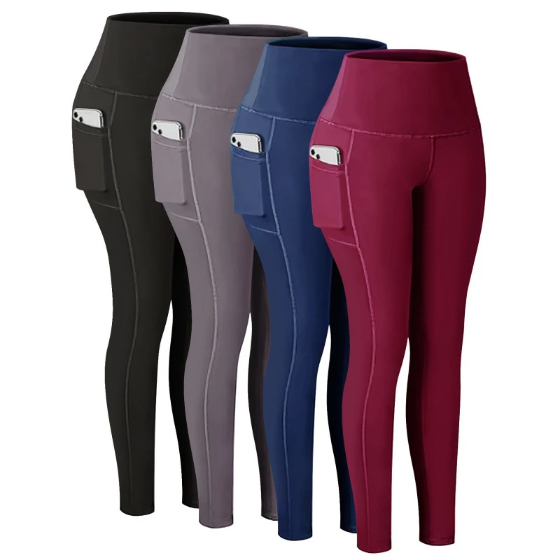 WOJIEER Women's High Waist Gym Soft Stretch Tummy Control Scrunch Butt Yoga Leggings Tights Pants with Pockets Tight Yoga Pants