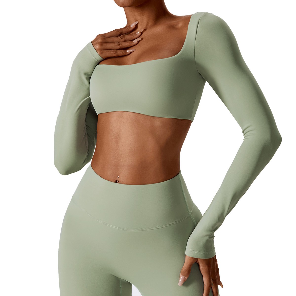 Outdoor Running Sports Top Sexy Naked Long Sleeve Yoga Quick-Drying Lightweight and Breathable Fitness Top