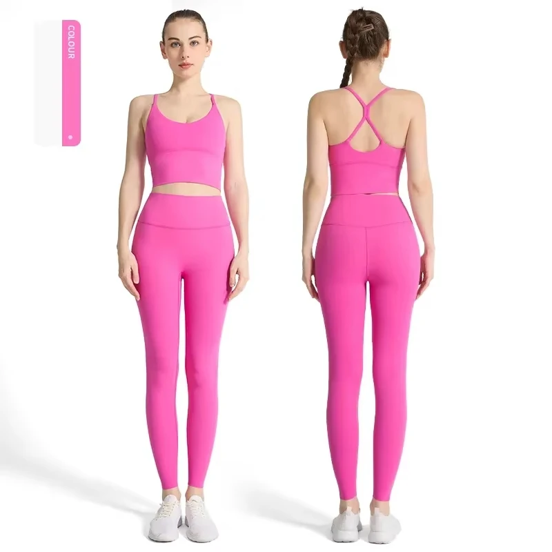 Women's Solid Plus Size Yoga Set Gym Workout Sleeveless Sports Shirt High Waist