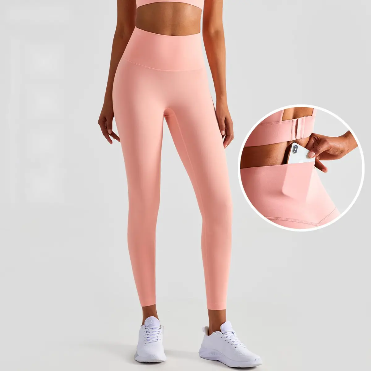 Women High Waisted Yoga Leggings With Phone Pocket Buttery Soft Naked Feel Spandex Workout Tights