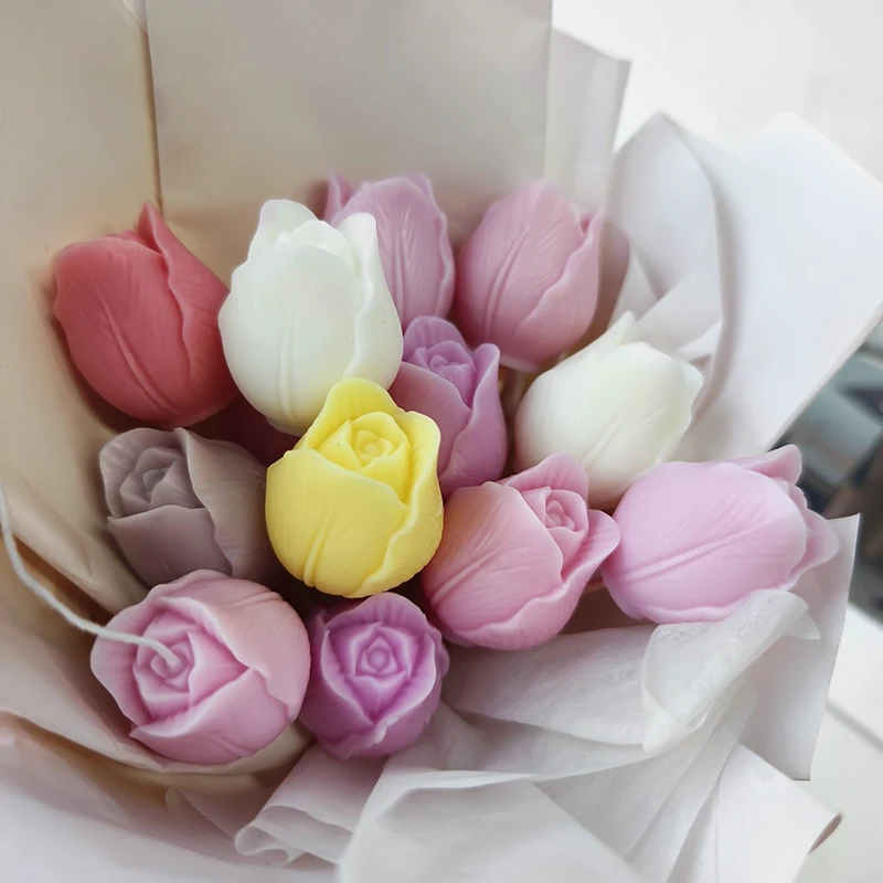 Early Riser 3D Tulip Flower Silicone Molds Rose Silicone Moulds for Candle Making Resin Epoxy Mold Homemade Soap Mold
