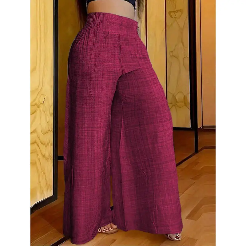 Wholesale Custom Women Yoga Wide-Leg Pants Drawstring Solid Plus Size Full-Length Premium Ultra-Stretchy High Elastic