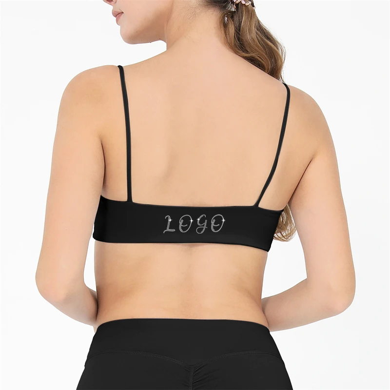 Customized Sports Yoga Bra Women Gym Sexy Fitness Tops Removable Pads Female Four-way Stretch Workout Bras Spaghetti Strap