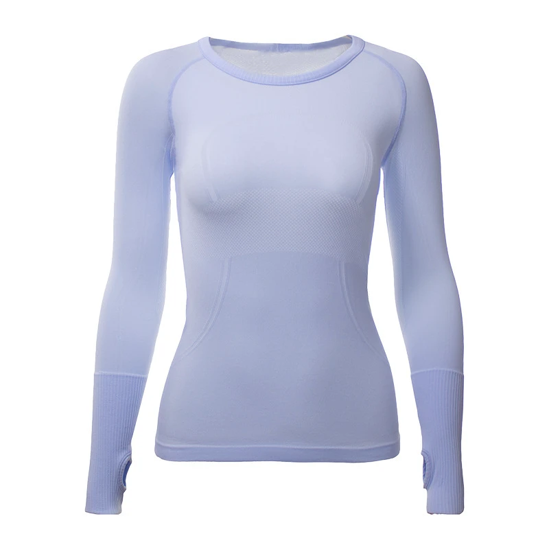 New Breathable Lightweight Yoga Outfit High Elasticity Seamless Tight Fitting Top Women's Long Sleeved Running Quick Drying