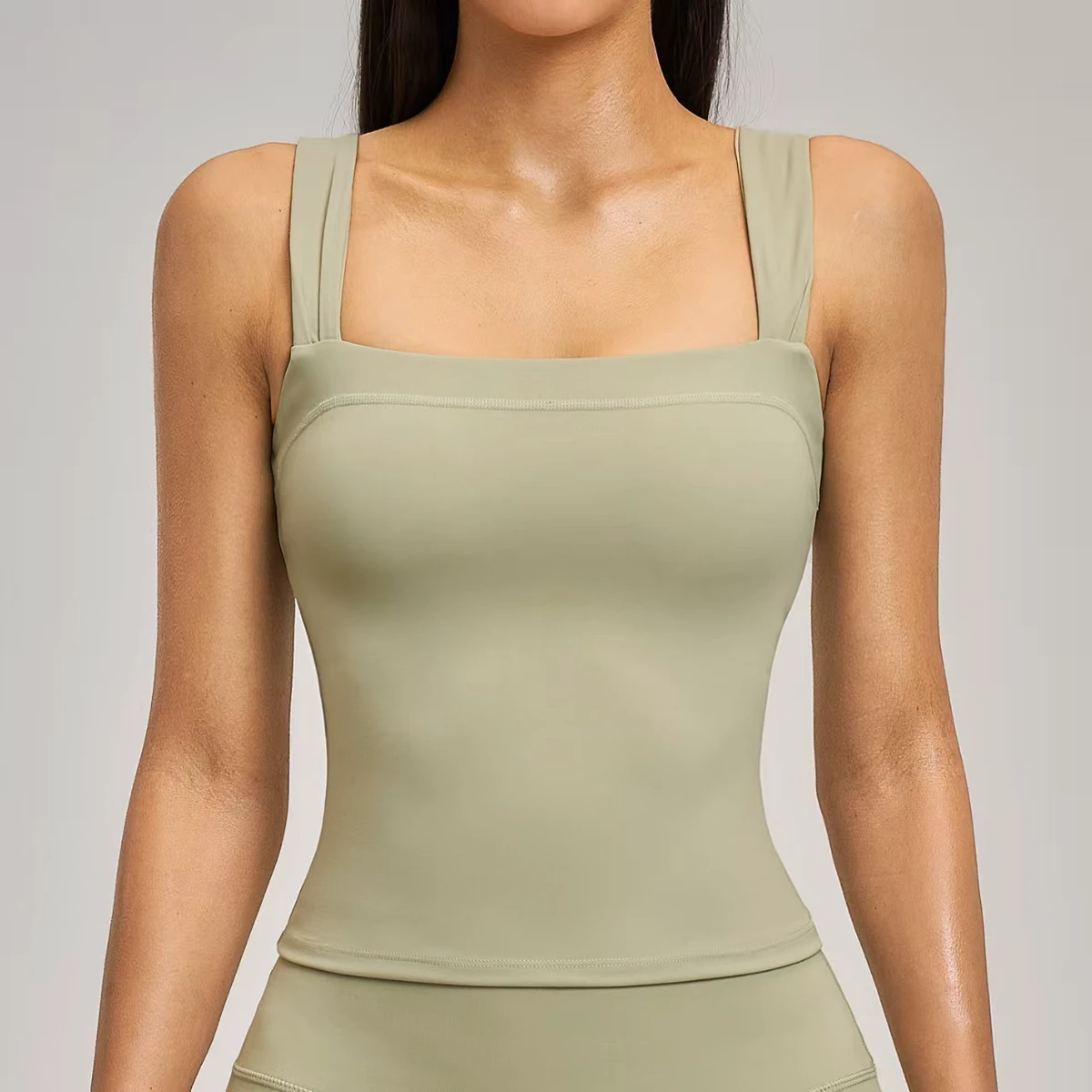 Yoga tank Top with Built in Pads High Stretch High Elastic square Neck Outfit Beautiful Back Fitness Sports Vest for Women