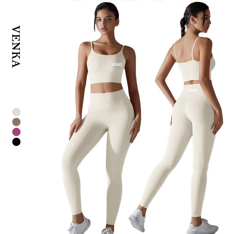 Women Active Wear Suit Sports Tank Top Crop Top and High Waist Butt Lifting Leggings Gym Fitness 2 Piece Yoga Sets for Female