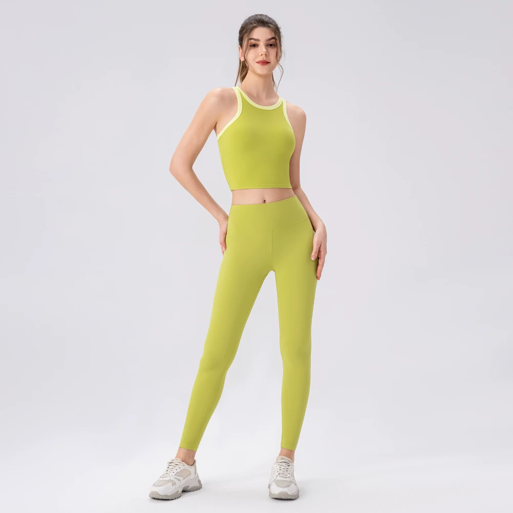 Women's Round Neck Yoga Vest for Outdoor Wear Running and Fitness H-shaped Back Vest Nude Feeling Breathable Sports Bra