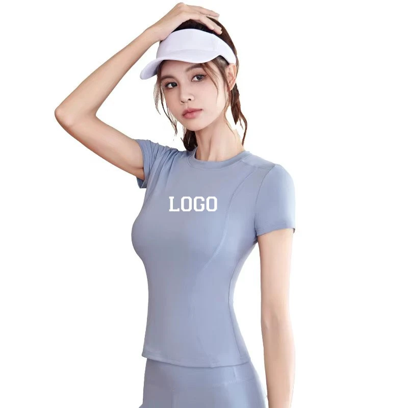 Women's Yoga Running Fitness T-Shirt Seamless Skinny Fit Crew Neck Spring Autumn Sports Short Sleeve Breathable Spandex Material