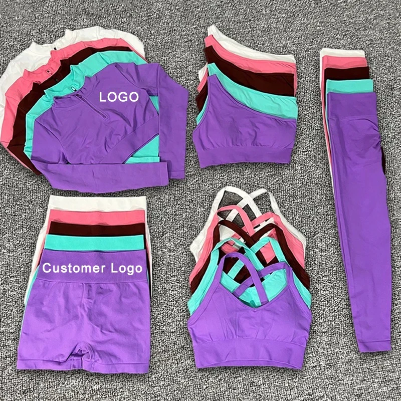 Hot Sportswear Seamless Workout Set Sport Bra Crop Top High Waist Leggings Yoga Suit Gym Fitness Sets