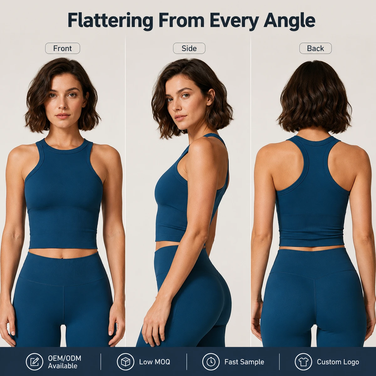 New Arrival Custom Crew Neck Seamless Tank Top Women High Support Racerback Yoga Top Gym Wear Activewear