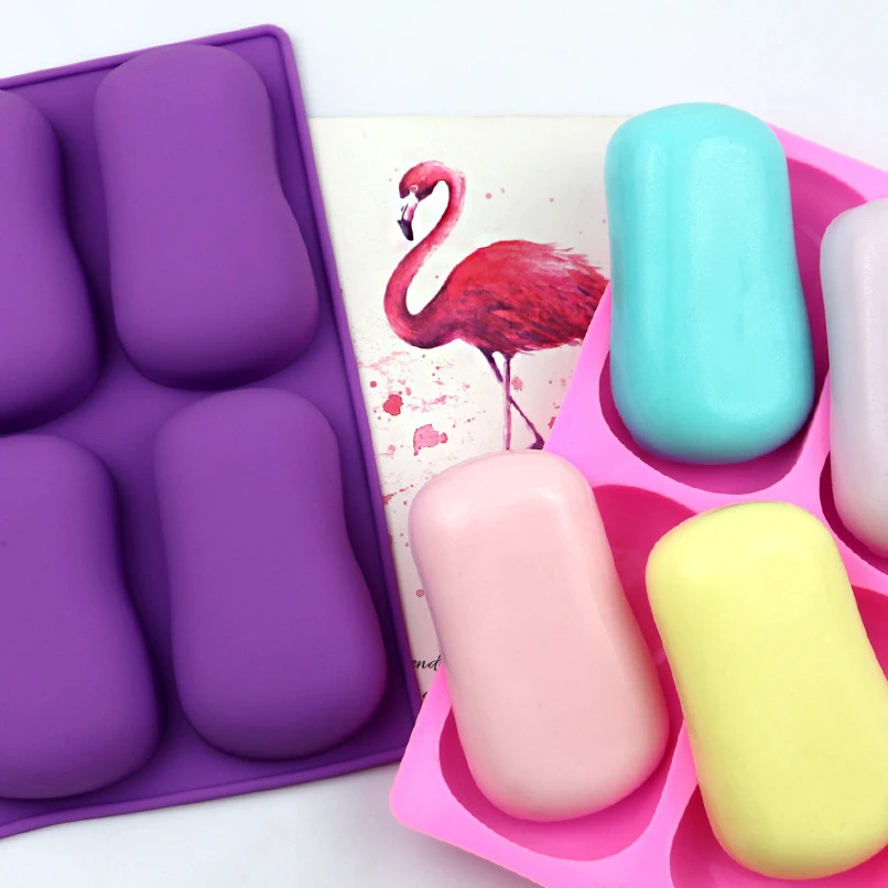 Custom 6-Cavity DIY Silicone Soap Molds Classic Ellipse Shape Food Grade Silicon for Craft Soap Making