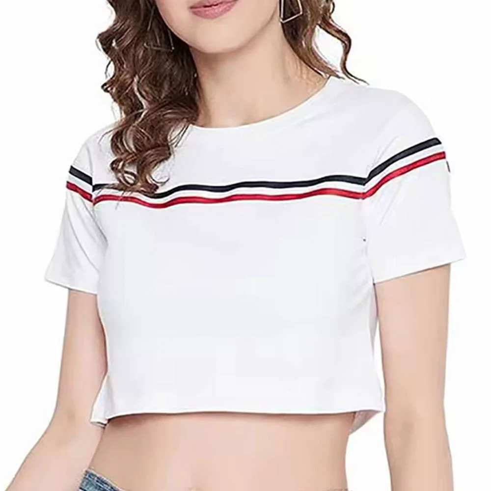 Bulk Supply Women Crop Top T Shirt Trending Design Casual Summer Fashion Breathable Lightweight Comfort Fit