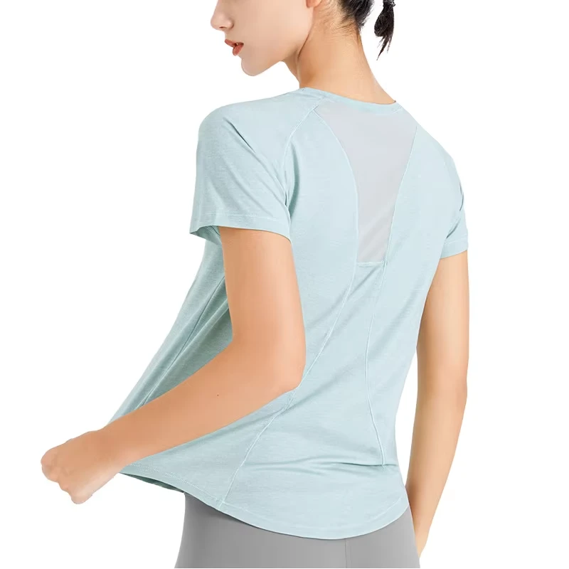 Women's Gym Shirts Short Sleeve Lightweight Quick Dry Sports T-Shirt Back Mesh Loose Fit Workout Yoga Tops for Ladies