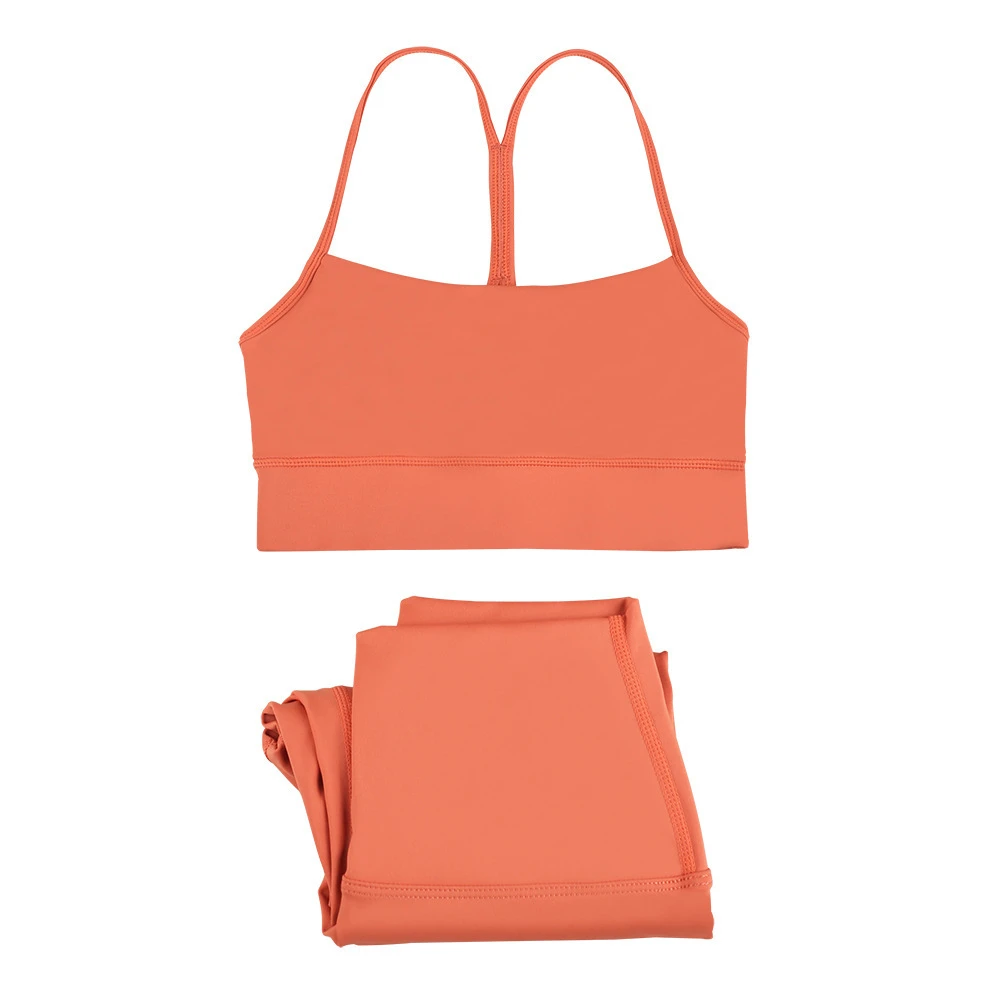 2026 New High Waist Solid Spandex/Nylon Fitness Sports Bra Top Set U-Shaped Suit Lady Sport Yoga Set