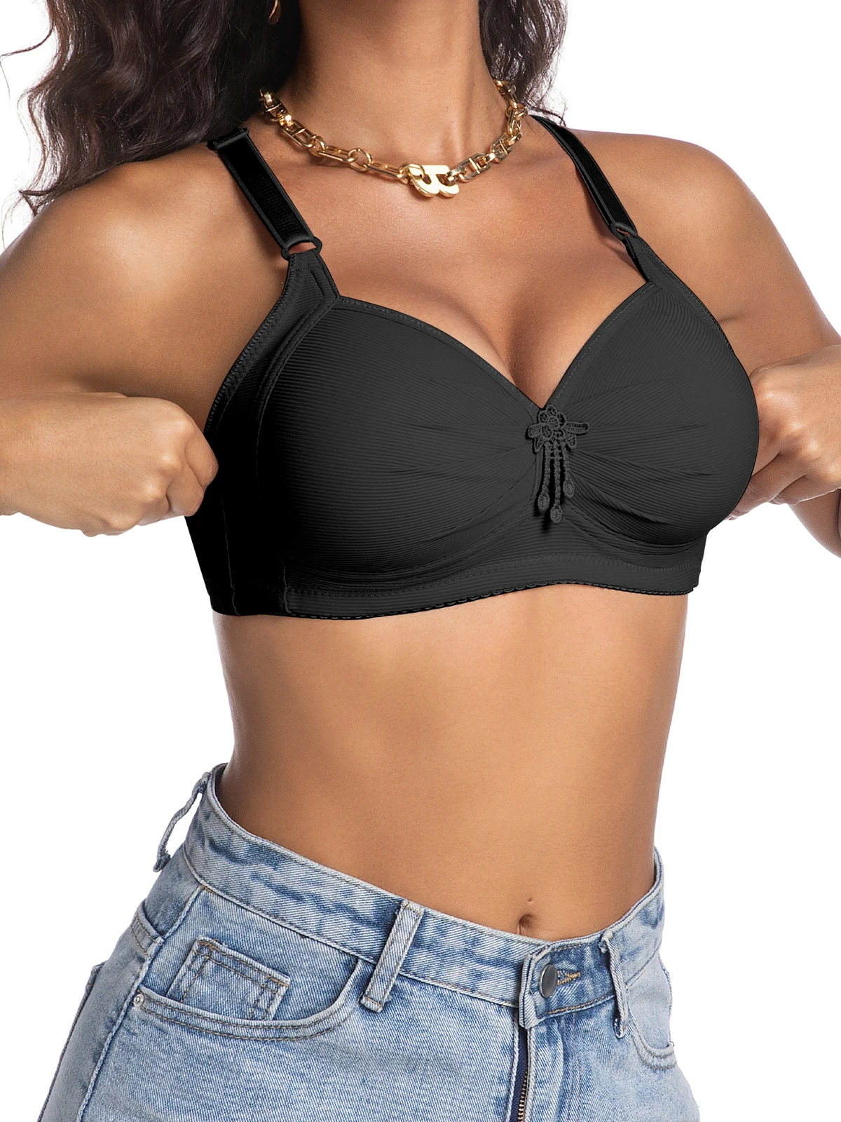 Jogging Fitness Breathable Wire Free Knitted Thin Light Sport Bra Low Impact Athletic Inner Wear