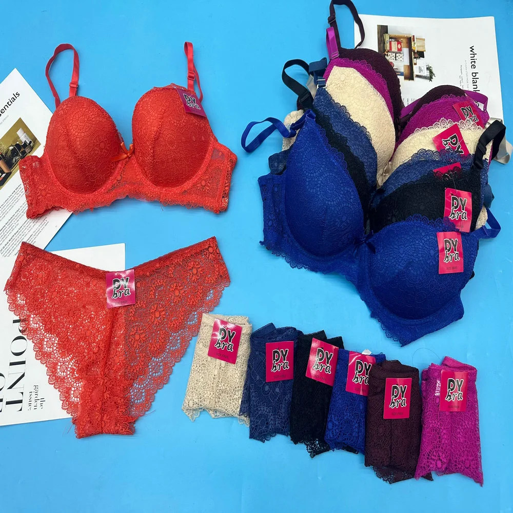 1.68 Dollar Model CGT089 Bra Size 36-46C Cup Comfortable Teen Girl Plus-Size Breathable Lace Women Bra Set With Colors