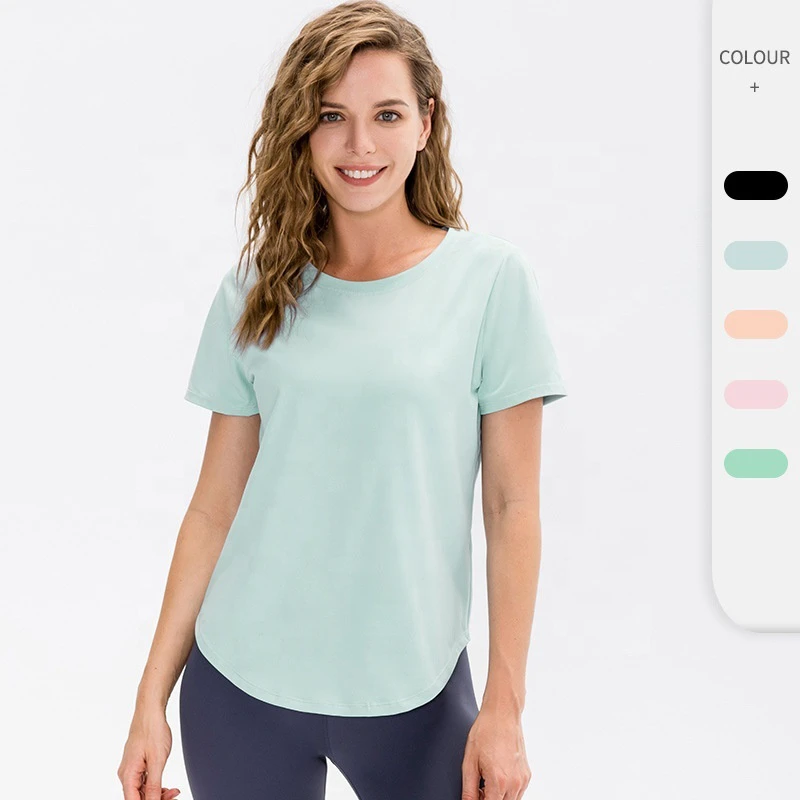 Short Sleeve Yoga T-shirt Quick Drying Mesh/polyester Round Neck Tight Top Fitness Gym Wear for Women