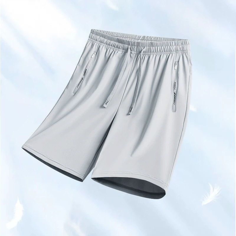 Ice Silk Thin Sports Shorts for Men Loose Elastic Plus Size Casual Men Five Inch Pants Quick Drying Pants Ice Feeling