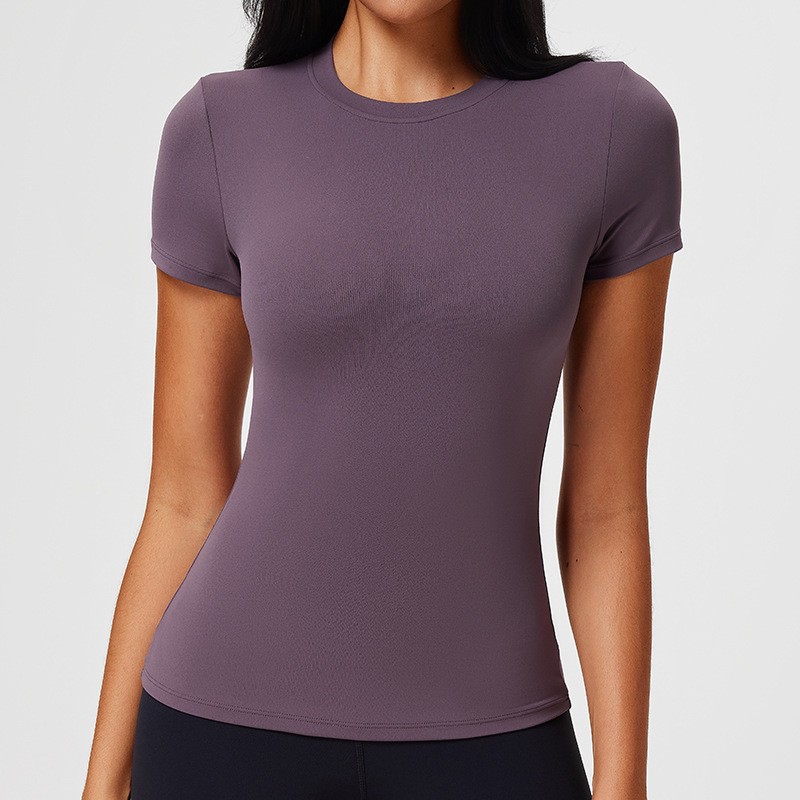 Women's Plus Size Sports Running Top Plain Brushed Fitness Women T-shirt Blank Short Sleeved Tight Fitting Wholesale Yoga Shirts