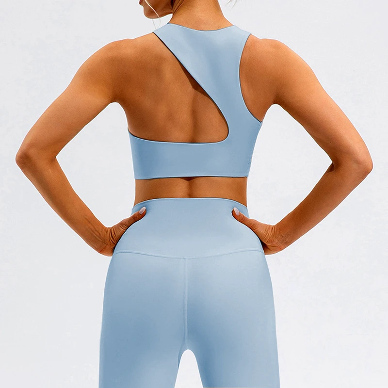 Sexy Hollow Beautiful Back Sport Bra Women Gym Fitness Top Round Neck Yoga Bra Shockproof Workout Training Underwear