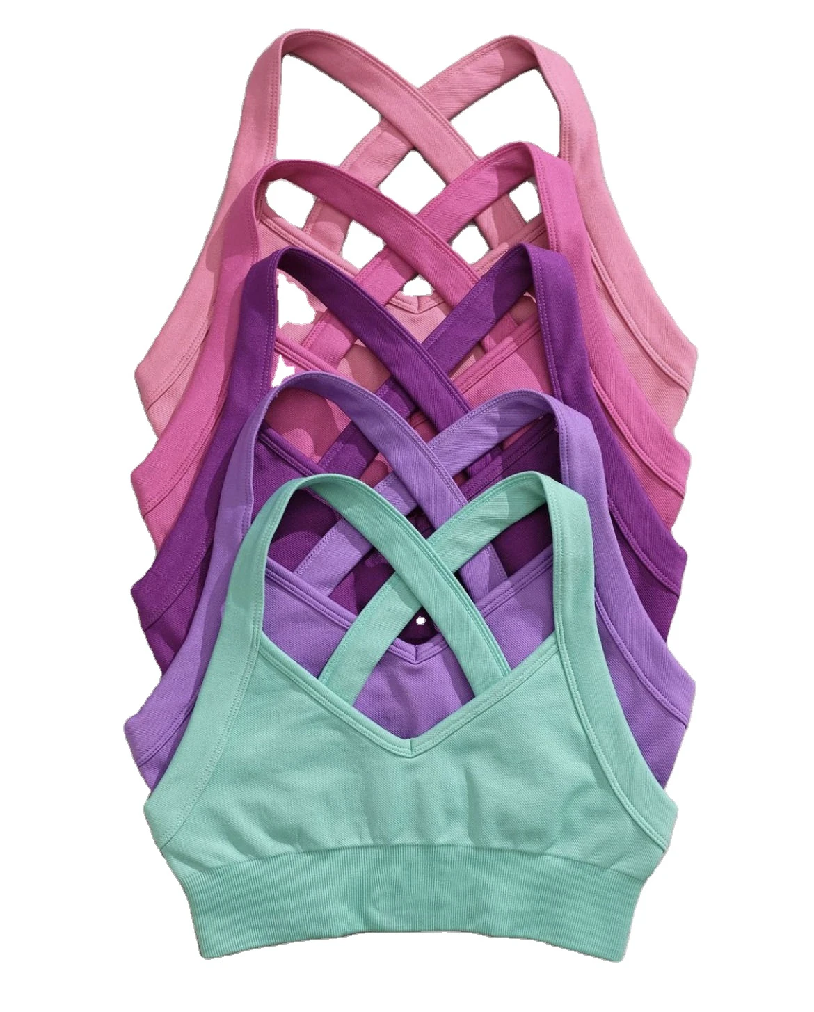 Yoga Top Women Gym Fitness Custom Logo Breathable Solid Color Purpose Turquoise Cross Back Sports Bra