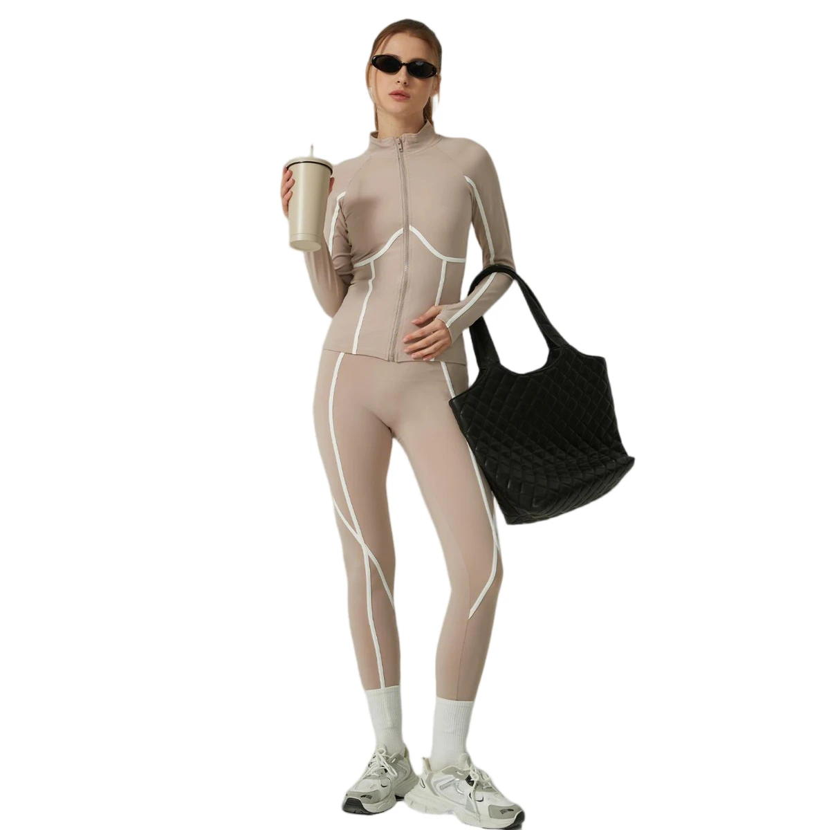 Custom Logo Women's 2 Piece Yoga Gym Sets Long Sleeve Top with Legging Quick Dry Breathable High Quality Pilates Clothing