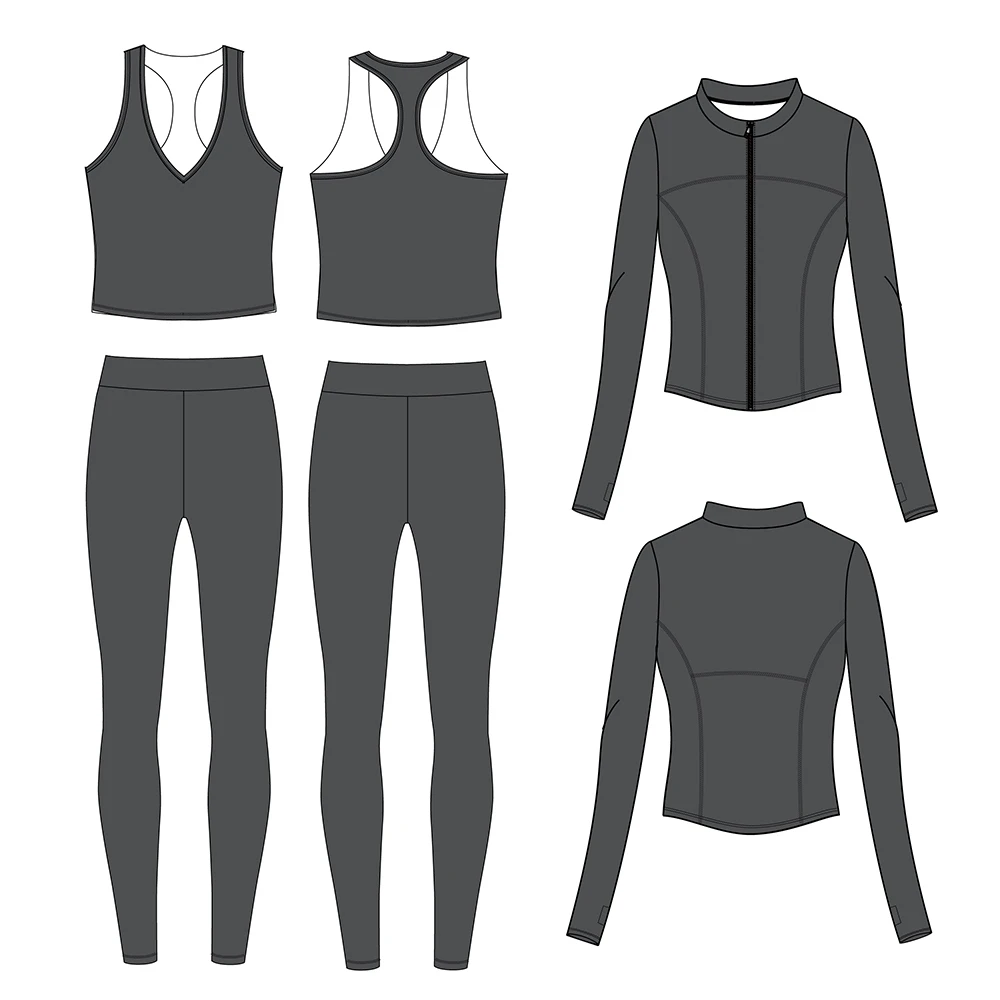 Free Design Eco Friendly Gym Wear Fitness Jacket Workout Clothing Manufacturers 3 Pieces Yoga Set For Women