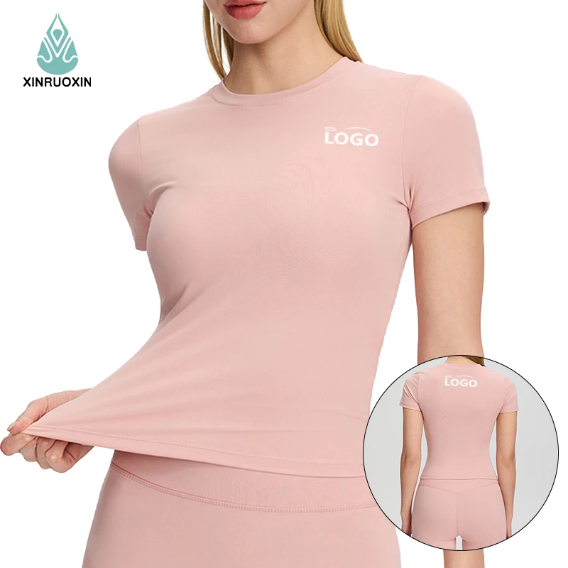 Yoga Short-sleeved Breathable Quick-drying Eco-Friendly Print Outdoor Running T-shirt Fitness Top High-stretch Skinny Fit
