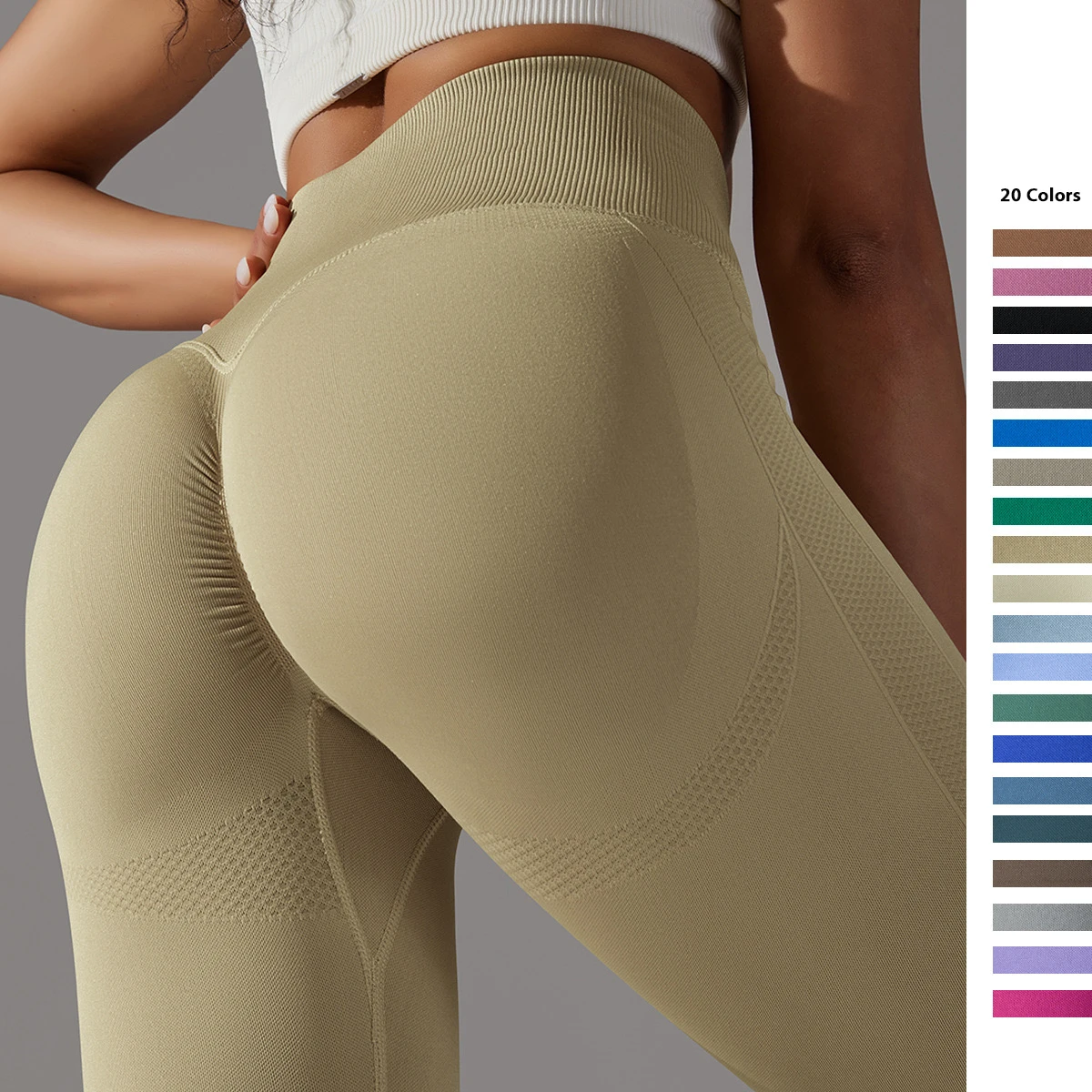 Wholesale 20 Colors Brazilian Gym Wear Scrunch Butt Contour Workout Leggings for Woman, Custom Seamless Tight Running Yoga Pant