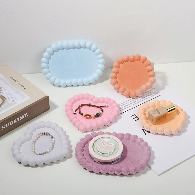 Bubble Heart Shape Storage Tray Coaster Silicone Mould Table DIY Gypsum Epoxy Resin Concrete Gum Dropping Mirror Silicone Mold