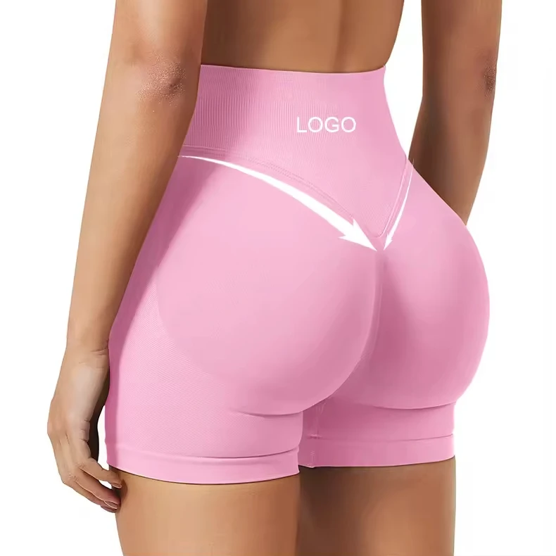 Plus Size Custom Gym Wear Breathable Fitness Women's Clothing High Waist Scrunch Seamless Yoga Shorts Compression Running Shorts