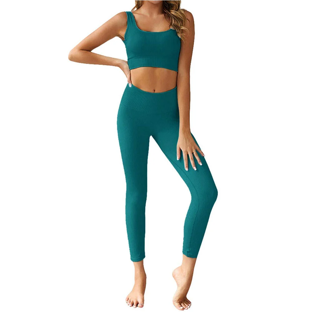 Customized High Quality Women Yoga Set Solid Breathable Eco-Friendly 2-Piece Fitness Wear for Online