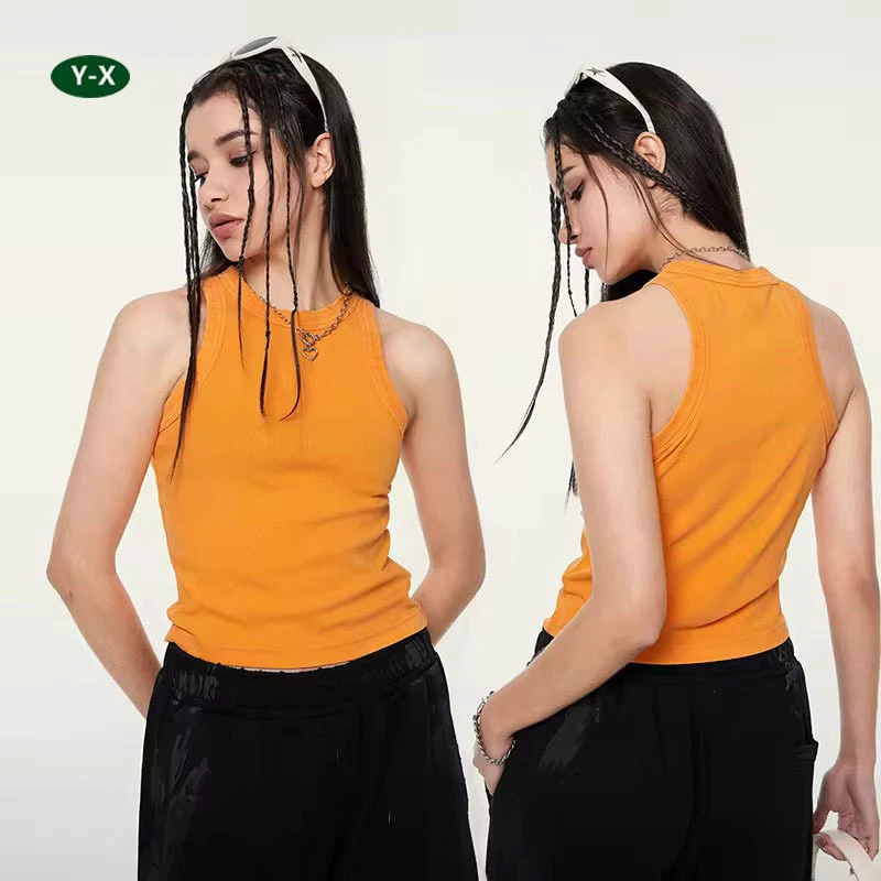 Y-XWomen's Casual Basic Sleeveless Slim Fitted Round Neck 90%Cotton 10%Spandex Tank Tee Top T Shirt