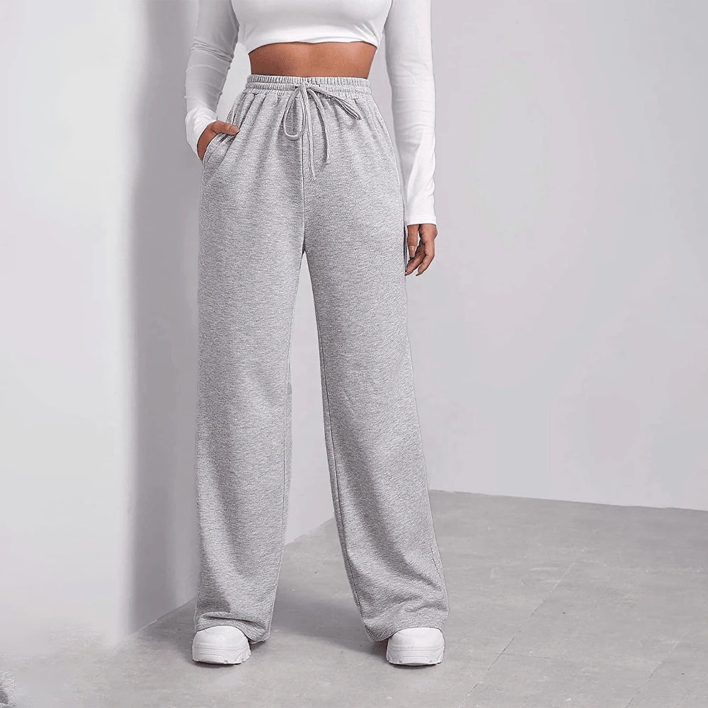 Women High Waist Loose Wide Leg Long Pants Solid Color Flared Trousers Solid Colors New Style Lightweight Yoga Fitness Pants