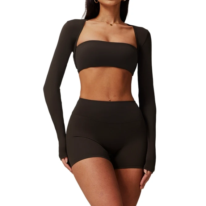 Shaved Shawl Long Sleeved Yoga Suit for Women, Outdoor Running Sports, Shoulder T-shirt, Fitness Quick Drying Top