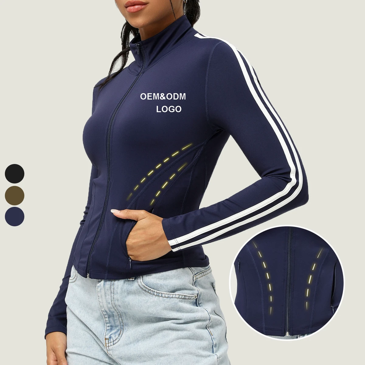 New Yoga Coat Ladies Advanced Sense Slim Standing Collar Zipper Top Yoga Fitness Sports Long-sleeved Jacket