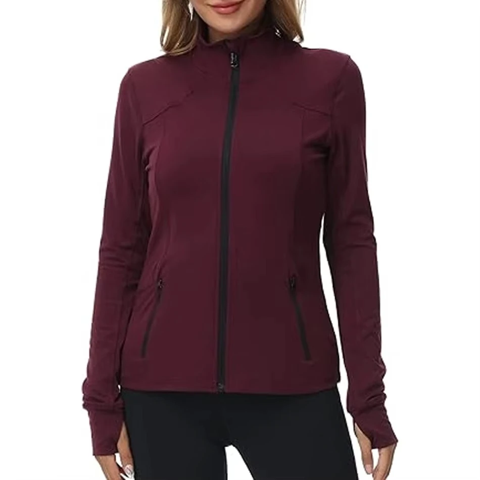OEM Customise Fitness Clothing Hooded Yoga Jacket Slim Fit Hole Fitness Track Jacket for Women's