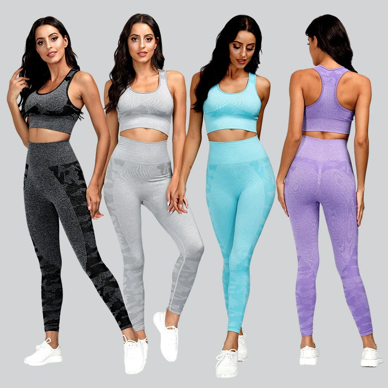 High Elasticity Plus Size Hip Enhancer Two Piece Seamless Yoga Set Women Hollow Workout Gym Clothing Custom Yoga Suit