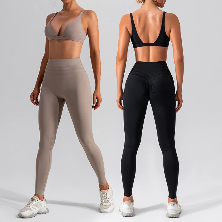 High Waist Fitness Yoga Sets Quick Dry Sexy Yoga Leggings and Bra Set Running Sports 2 Piece Sets for Women