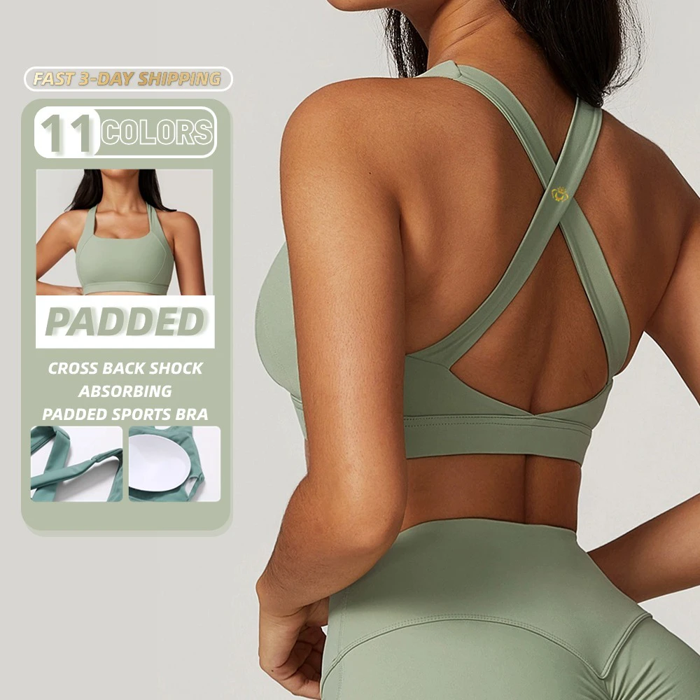 Backless Soft Seamless Yoga Vests Workout Inner Wear Anti-Shake High Intensity Running U Neck Fitness Strength Tops for Women