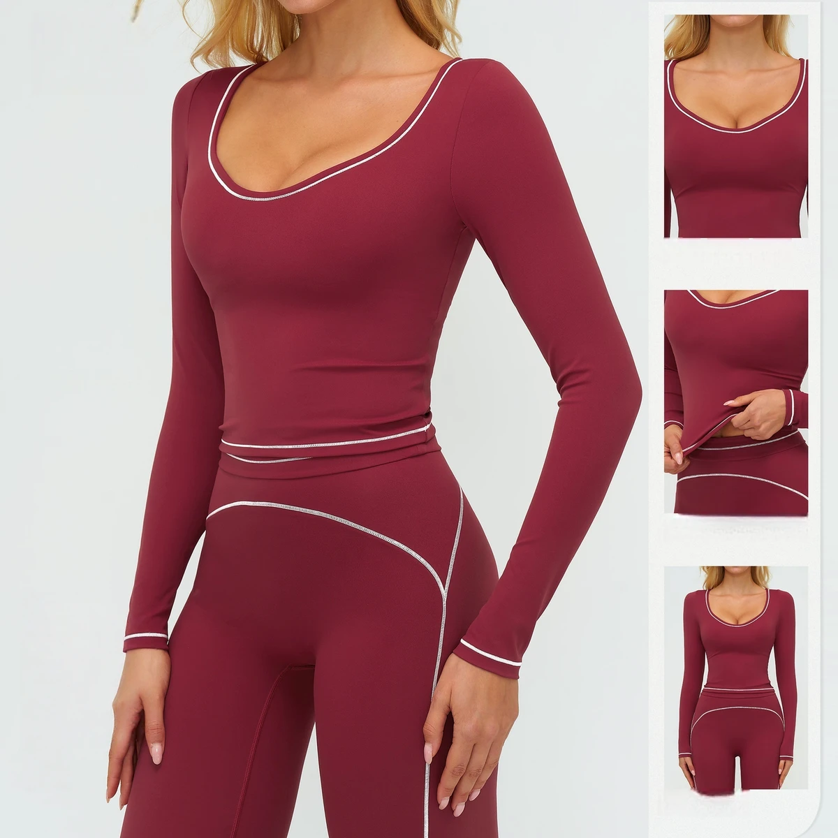 New Autumn Winter Sport Tops Long Sleeve Slim Fit Lightweight Spandex Nylon Sweat Wicking Fashion Gym T-shirt Pilates Yoga Tops