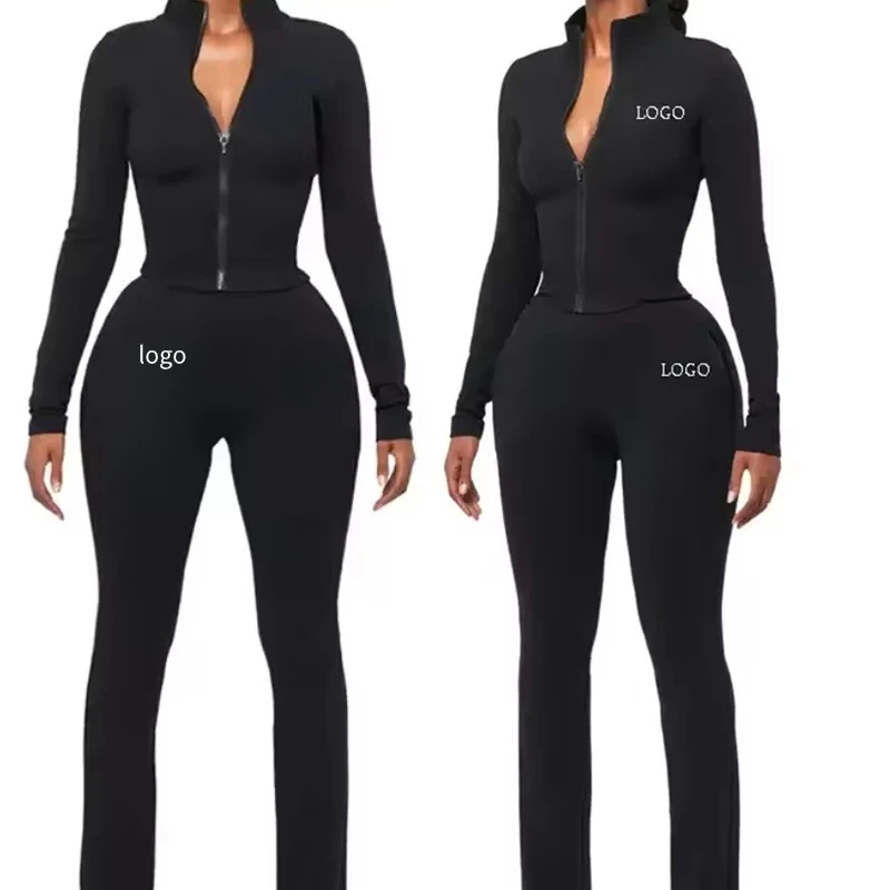 Women's Plaid Pattern Gym Yoga Set 2-Piece Workout Seamless Long Sleeve Sports Suit with Hoodie Wholesale Fitness Gear